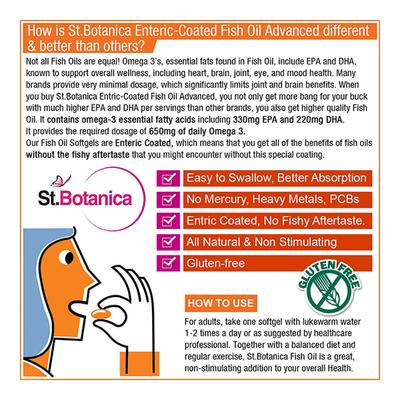 St.Botanica Enteric-Coated Fish Oil Omega 3 Softgels 60's - Omega Fish Oil Fatty Acids