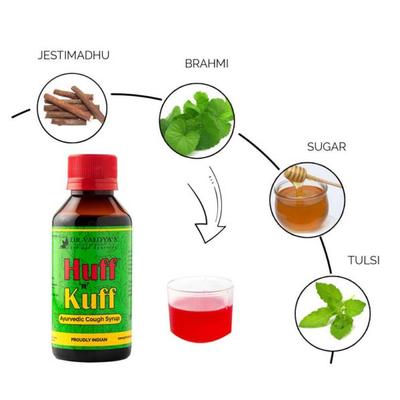 Dr.Vaidya's Huff 'n' Kuff Ayurvedic Cough Syrup (Pack of 2 x 200 ml) - Speciality Medicines