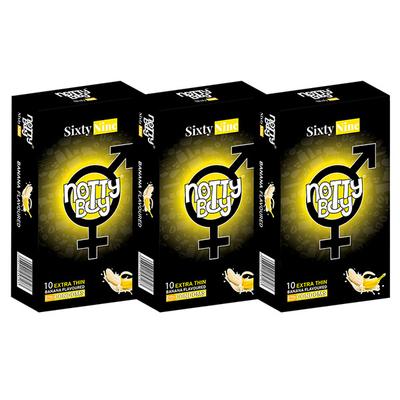 NottyBoy Sixty Nine Condom - Banana (Pack of 3 x 10's) - Plain/Flavoured Condoms
