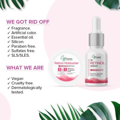 CGG Cosmetics 3 in 1 Retinol Moisturizer 50 ml + Free Retinol Serum 10 ml - Face Moisturizers