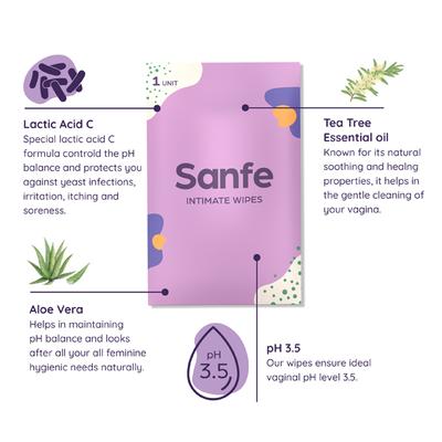 Sanfe 3 IN 1 Intimate Wipes - Lavender & Chamomile (Pack of 40) - Intimate Care