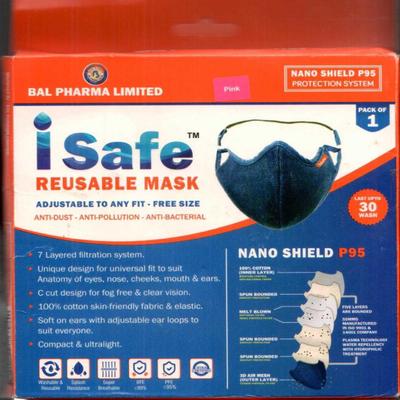 iSafe Reusable Face Mask - Pink 1's - Face Mask