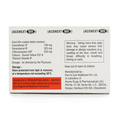 Acenext MR Tablet 10'S - Pain relief-Mus