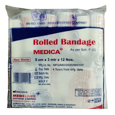 Medica Rolled Bandage (5 cm x 3 m) 12's - Bandages