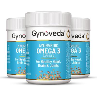 Gynoveda Ayurvedic Omega 3 Capsule (Pack of 3 x 30's) - Omega Fish Oil Fatty Acids