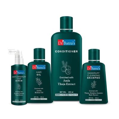 Dr Batra's Dandruff Cleansing Shampoo 100 ml + Hair Oil 100 ml + Conditioner 200 ml + Anti-Dandruff Hair Serum 125 ml - Hair Treatment