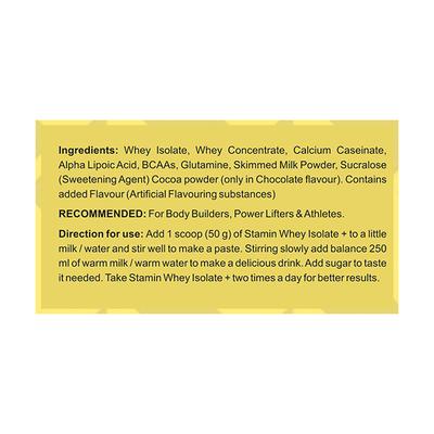 Stamin Whey Isolate+ Powder - Chocolate Flavour 2 kg - Whey Proteins