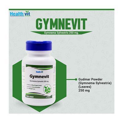 Healthvit Gymnevit Gymnema Sylvestris 250 mg Capsule (Pack of 2 x 60's) - Herbal Dietary Supplement