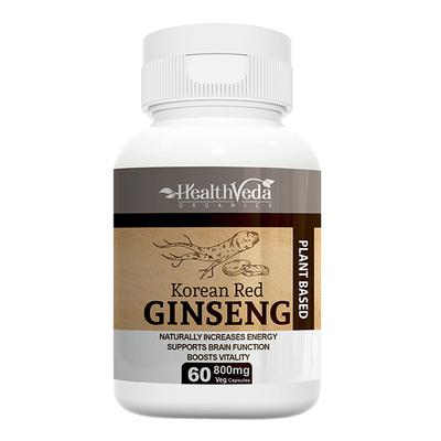 Health Veda Plant Based Korean Red Ginseng 800 mg Veg Capsule 60's - Herbal Dietary Supplement