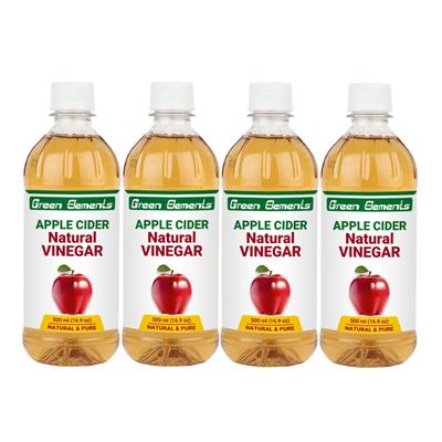 Green Elements Apple Cider Natural Vinegar (Pack of 4 x 500 ml) - Apple Cider Vinegars