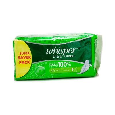Whisper Ultra Clean Wings (L) 30's - Sanitary Napkins