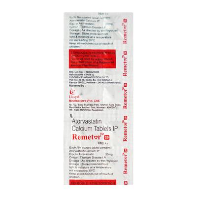Remetor 20mg Tablet 10'S - High Cholesterol-Dys
