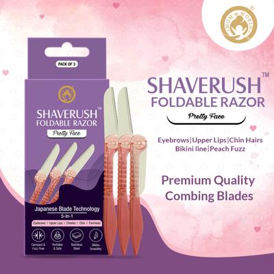 Mom & World ShaveRush Women Foldable Pretty Face Razors 3's - Hair Removal Accessories