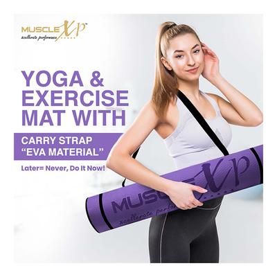 MuscleXP EVA Yoga Mat with Carrying Strap - Purple 1's - Workout Essentials