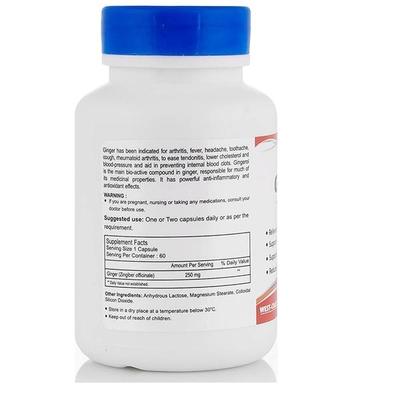 HealthVit Ginger 250 mg Capsules (Pack of 2 x 60's) - Herbal Dietary Supplement