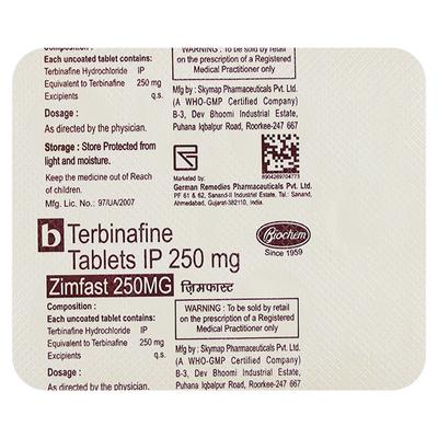 ZIMFAST 250mg Tablet 7's - Fungal Infections-Anf