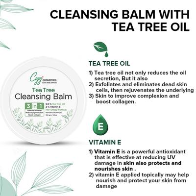 CGG Cosmetics Tea Tree Cleansing Balm With Tea Tree Oil & Vit-E, Makeup Remover- All Skin Types 100 gm - Face Wash & Cleansers
