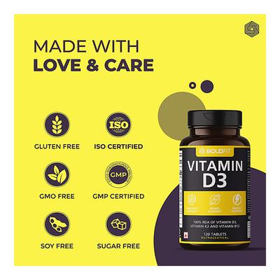 Boldfit Vitamin D3 Tablet 120's - Multi-Vitamins