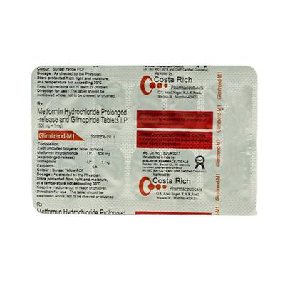 GLIMITREND M 1 Tablet 10's - Diabetes-Ant
