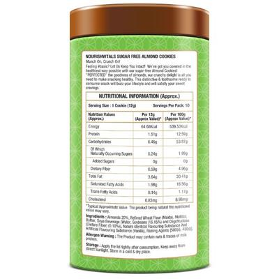 NourishVitals Sugar Free Almond Cookies 120 gm - Nutritional Bars