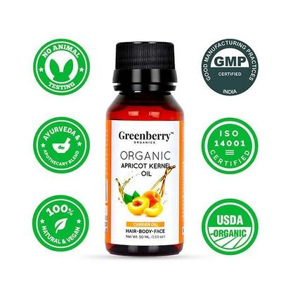 Greenberry Organics Organic Apricot Kernel Oil 50 ml - Essential Oils