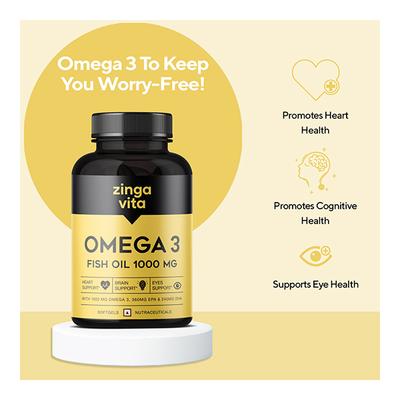 Zingavita Omega 3 Fish Oil 1000 mg Softgel Capsule 60's - Omega Fish Oil Fatty Acids