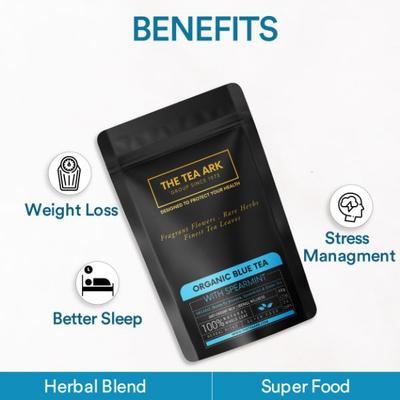 The Tea Ark Organic Blue Tea Powder - Spearmint 50 gm (Pouch) - Green/Herbal Teas