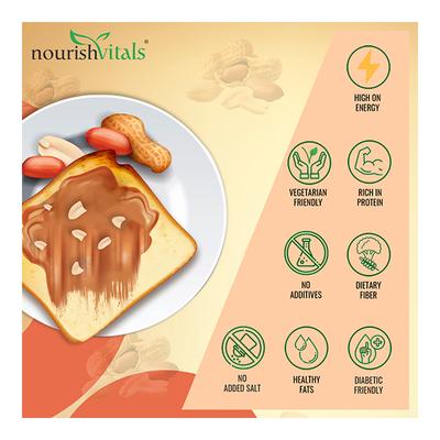 NourishVitals Original Peanut Butter (Extra Crunchy) - Unsweetened 750 gm - Nutritional Bars