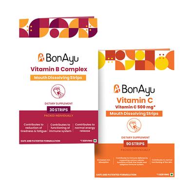 BonAyu Combo Pack (Vitamin C 500 mg Strips 90's + Vitamin B Complex Strips 30's) - Multi-Vitamins