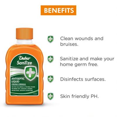 Dabur Sanitize Antiseptic Liquid 125 ml - Personal Care (Ayush)