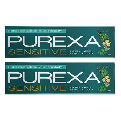 Purexa Herbal Sensitive Toothpaste (Pack of 2 x 100 gm) + Bamboo Toothbrush - Charcoal (Soft) 3's - Toothpaste