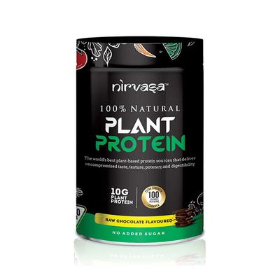 Nirvasa Plant Protein Powder - Raw Chocolate Flavour 500 gm - Workout Essentials
