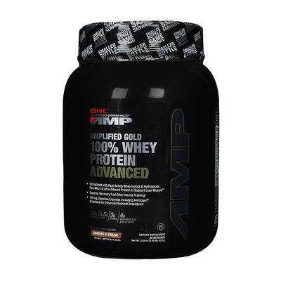 GNC PP Amplified Gold 100% Whey Protein Advanced Powder - Cookies & Cream Flavour 2.05 lb - Whey Proteins
