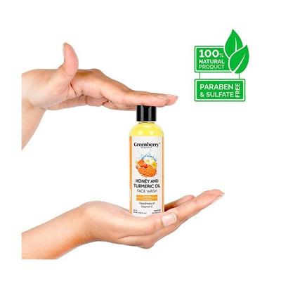 Greenberry Organics Face Wash - Honey & Turmeric Oil 100 ml - Face Wash & Cleansers