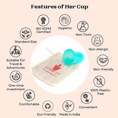 Goli Soda Her Cup Reusable Menstrual Cup for Women - Teal 1's - Menstrual Cups