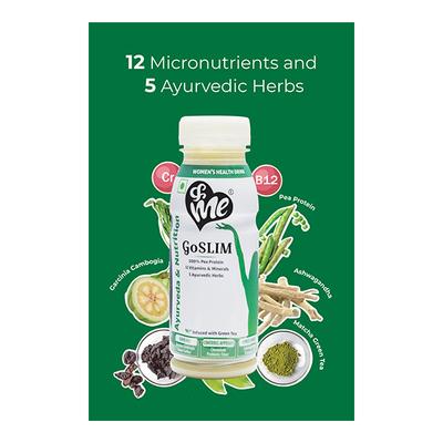 &Me Ayurveda & Nutrition GoSLIM Pea Protein Health Drink (Pack of 8 x 200 ml) - Ayurvedic Juices