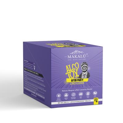 Makalu Alcotox Before & After Party Hangover Cure/Recovery Effervescent - Lime & Lemon (Pack of 6 x 14 Tablets) - General Health