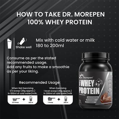 Dr. Morepen Muscle Food 100% Whey Protein Powder - Double Chocolate 1 kg - Whey Proteins