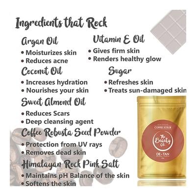The Beauty Co. De-Tan Face & Body Scrub - Coffee (Pouch) 100 gm - Face Scrubs