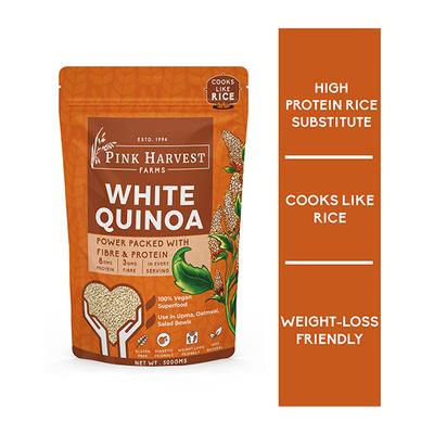 Pink Harvest Farms White Quinoa Seeds (Pack of 2 x 500 gm) - Nutritional Bars