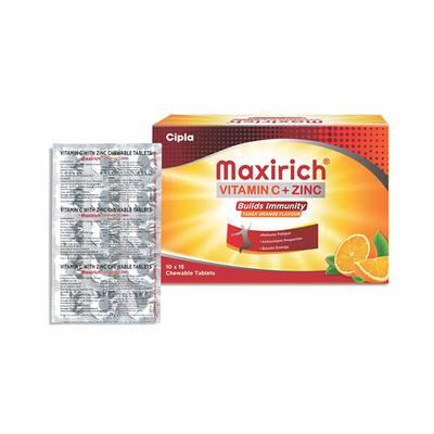 Maxirich Vitamin C+ Zinc Chewable Tablets 15's - Vitamin C