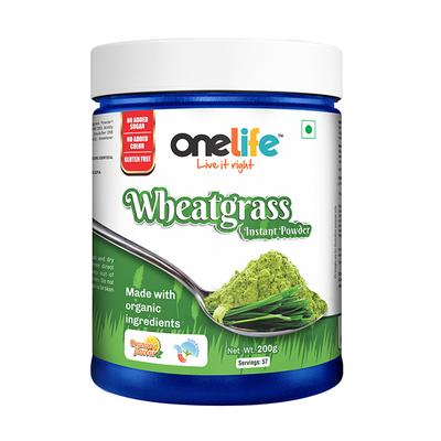 Onelife Organic Wheat Grass Instant Powder - Orange Flavour 200 gm - General Health