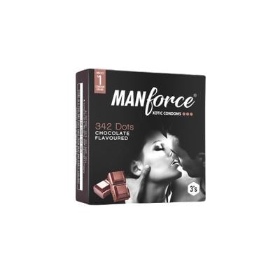 Manforce 342 Dots Xotic Condoms - Chocolate Flavoured 3's - Plain/Flavoured Condoms