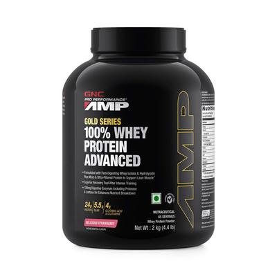 GNC AMP Gold Series 100% Whey Protein Advanced - Delicious Strawberry Flavour 2 kg - Whey Proteins
