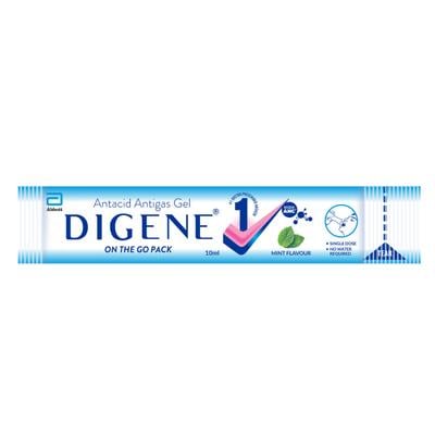 Digene Antacid Antigas Gel On the Go Pack - Mint Flavour (Pack of 5 x 10 ml) - Acidity