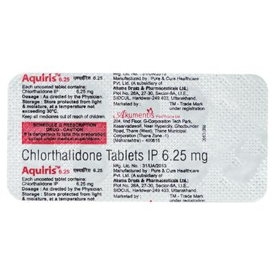 Aquiris 6.25mg Tablet 10'S - Hypertension-Diu