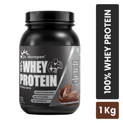 Dr. Morepen Muscle Food 100% Whey Protein Powder - Double Chocolate 1 kg - Whey Proteins