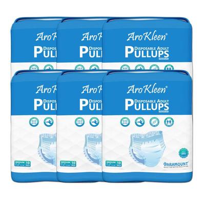 AroKleen Premium Pull Ups Disposable Adult Diaper (M) (61 cm - 115 cm) (Pack of 6 x 10's) 1's - Adult Diapers & Pads
