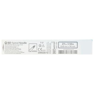 BD Spinal Needle (27G x 3.50 in) (405127) 1's - Syringes And Needles