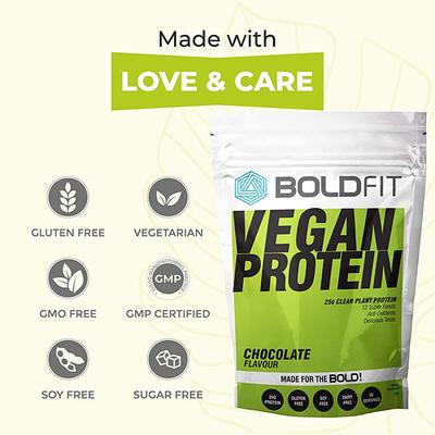 Boldfit Vegan Protein Powder - Chocolate Flavour 1 kg - Protein Drink